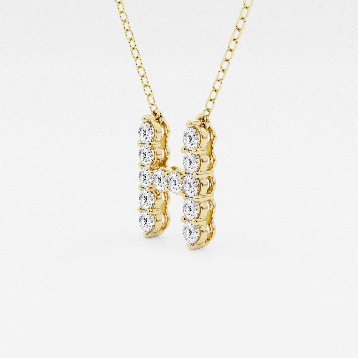 Additional Image 1 for  2/5 ctw Round Lab Grown Diamond Initial H Personalized Pendant