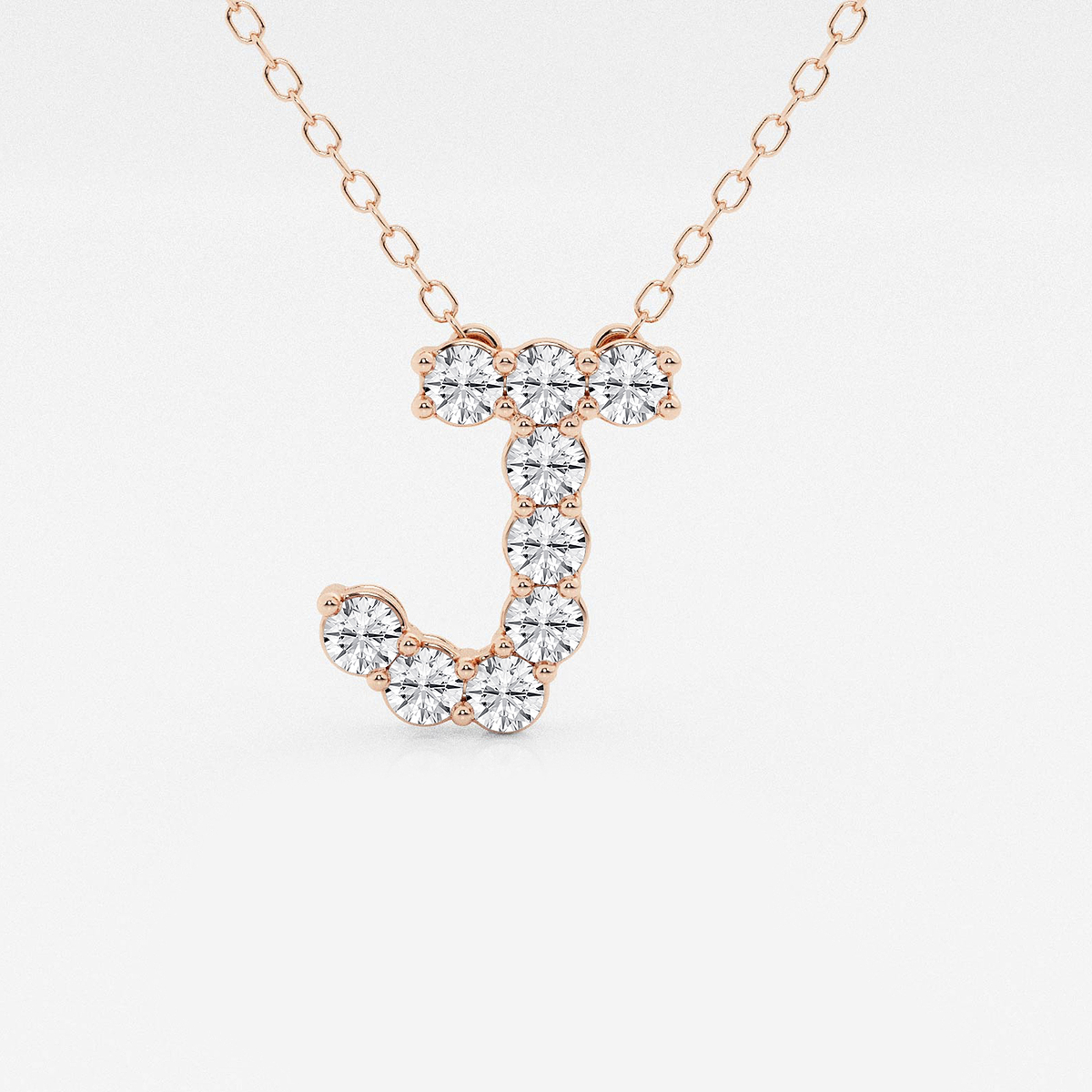 2/5 ctw Round Lab Grown Diamond Initial J Personalized Pendant