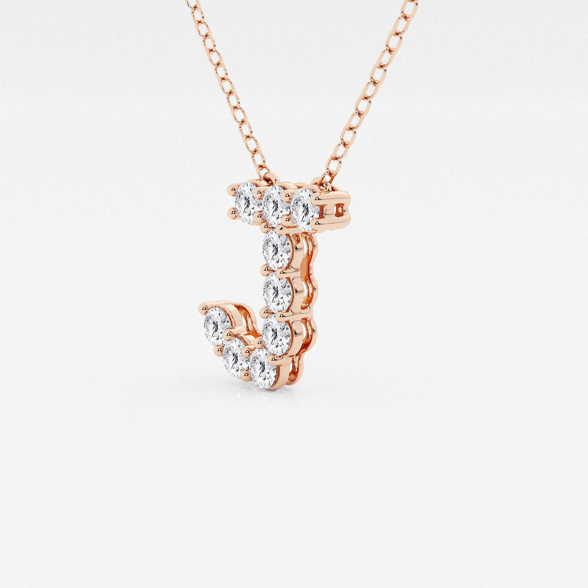 Additional Image 1 for  2/5 ctw Round Lab Grown Diamond Initial J Personalized Pendant