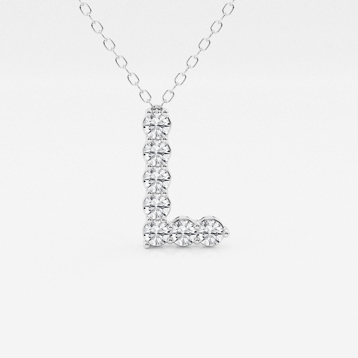 2/5 ctw Round Lab Grown Diamond Initial L Personalized Pendant