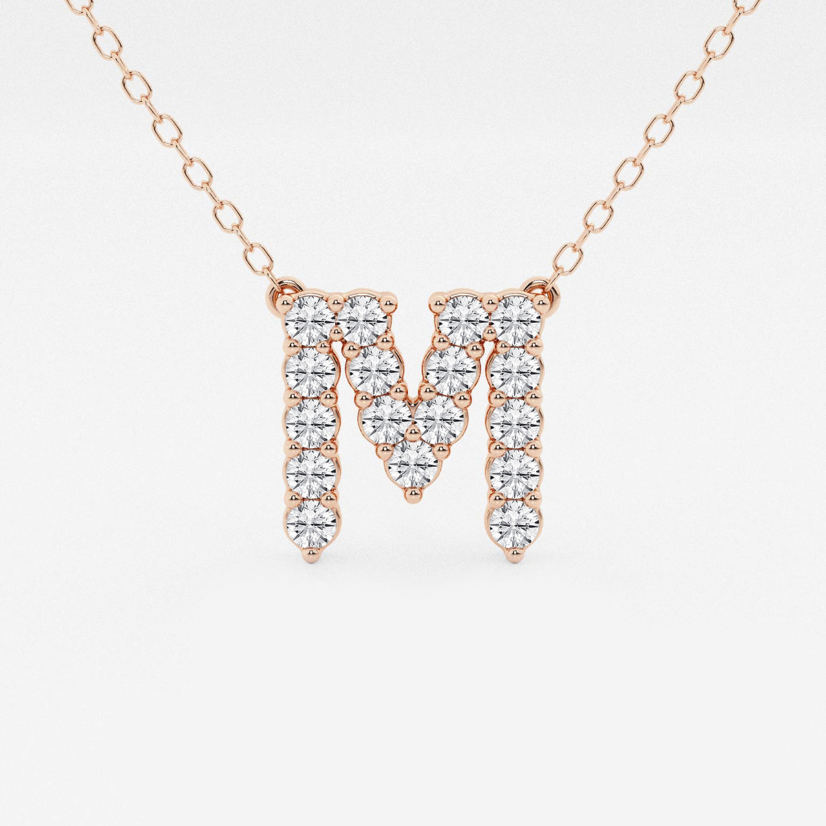2/5 ctw Round Lab Grown Diamond Initial M Personalized Pendant