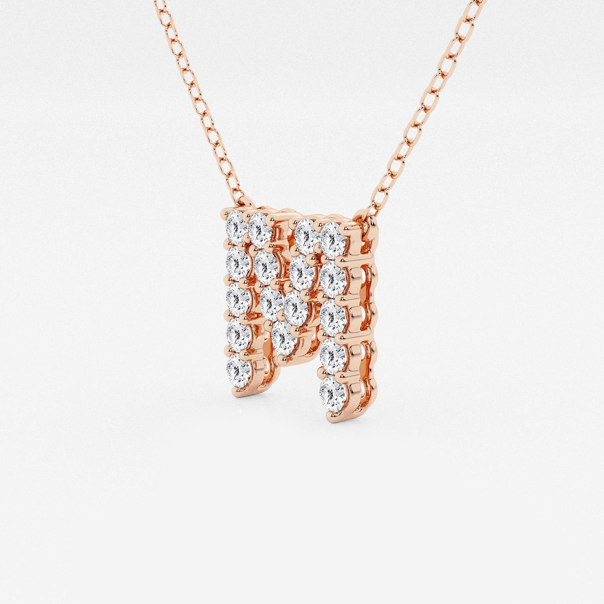 Additional Image 1 for  2/5 ctw Round Lab Grown Diamond Initial M Personalized Pendant