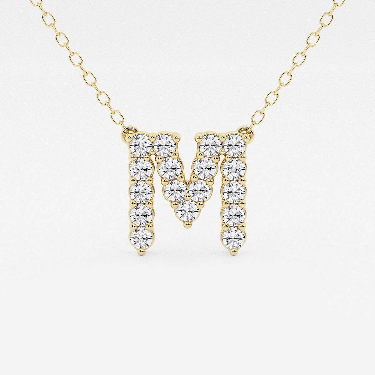 2/5 ctw Round Lab Grown Diamond Initial M Personalized Pendant