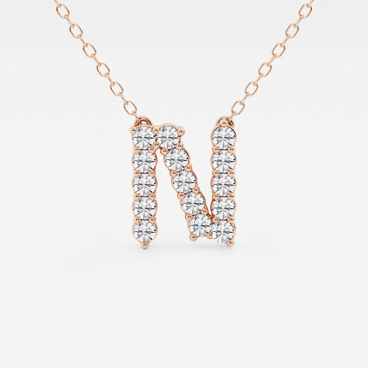 2/5 ctw Round Lab Grown Diamond Initial N Personalized Pendant