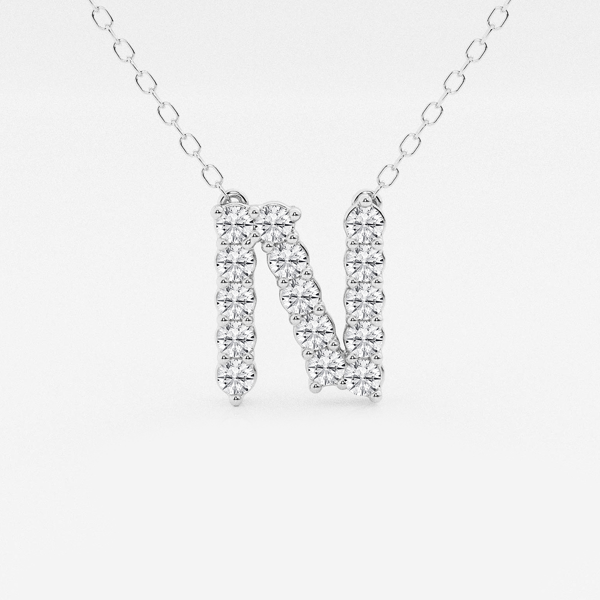 2/5 ctw Round Lab Grown Diamond Initial N Personalized Pendant