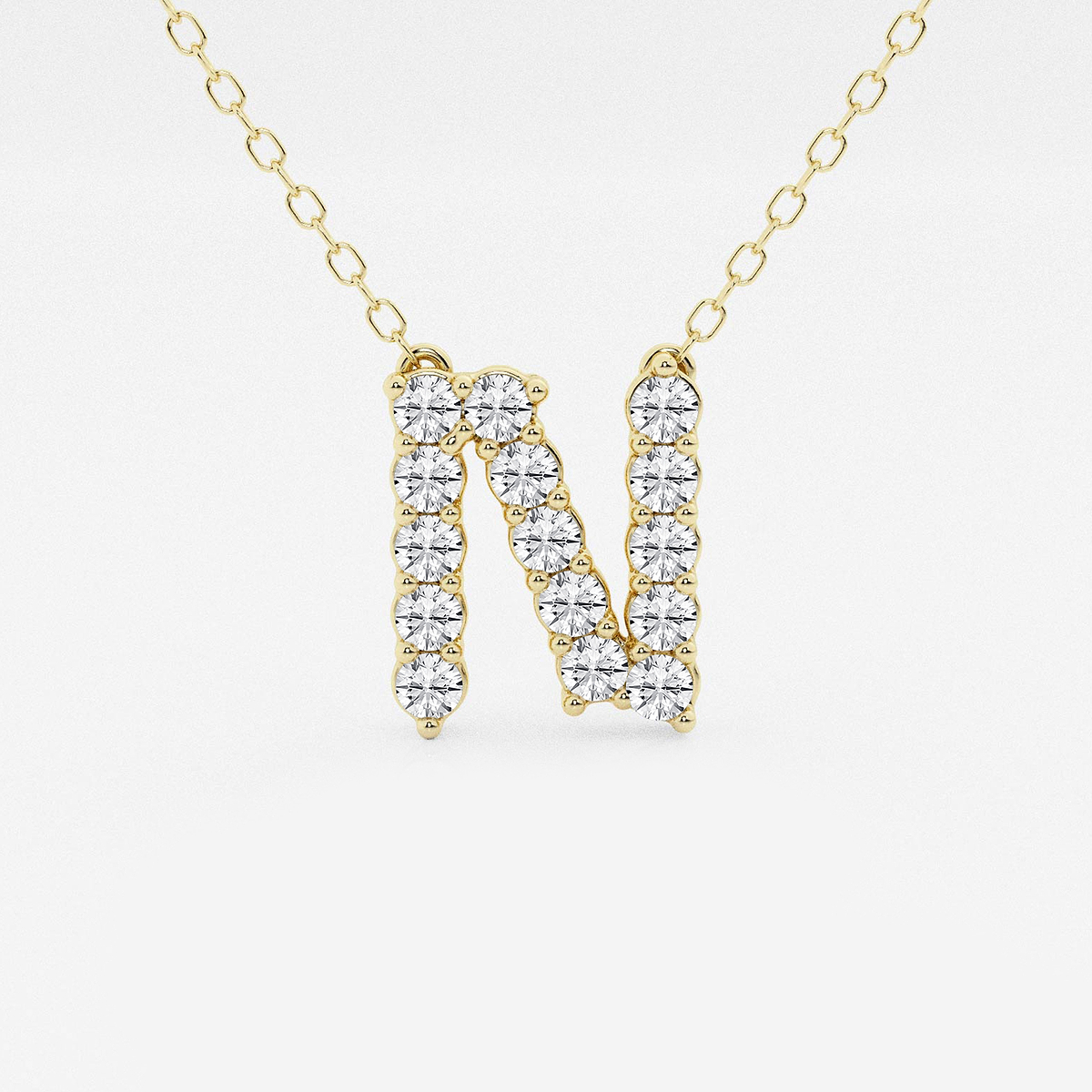 2/5 ctw Round Lab Grown Diamond Initial N Personalized Pendant