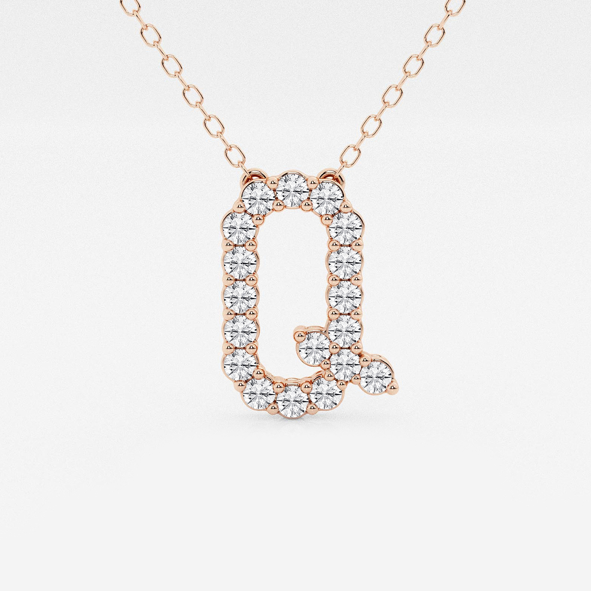 2/5 ctw Round Lab Grown Diamond Initial Q Personalized Pendant