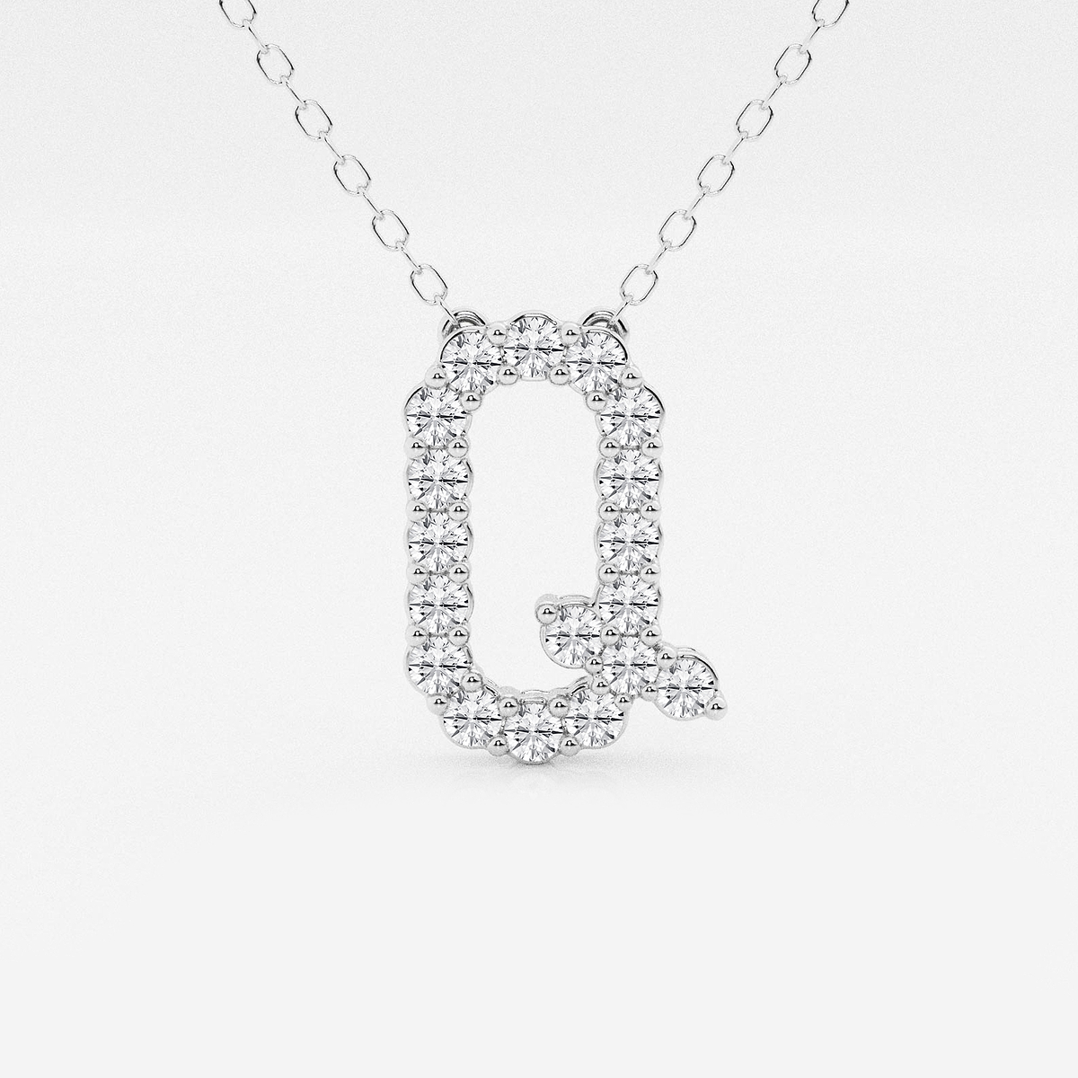 2/5 ctw Round Lab Grown Diamond Initial Q Personalized Pendant