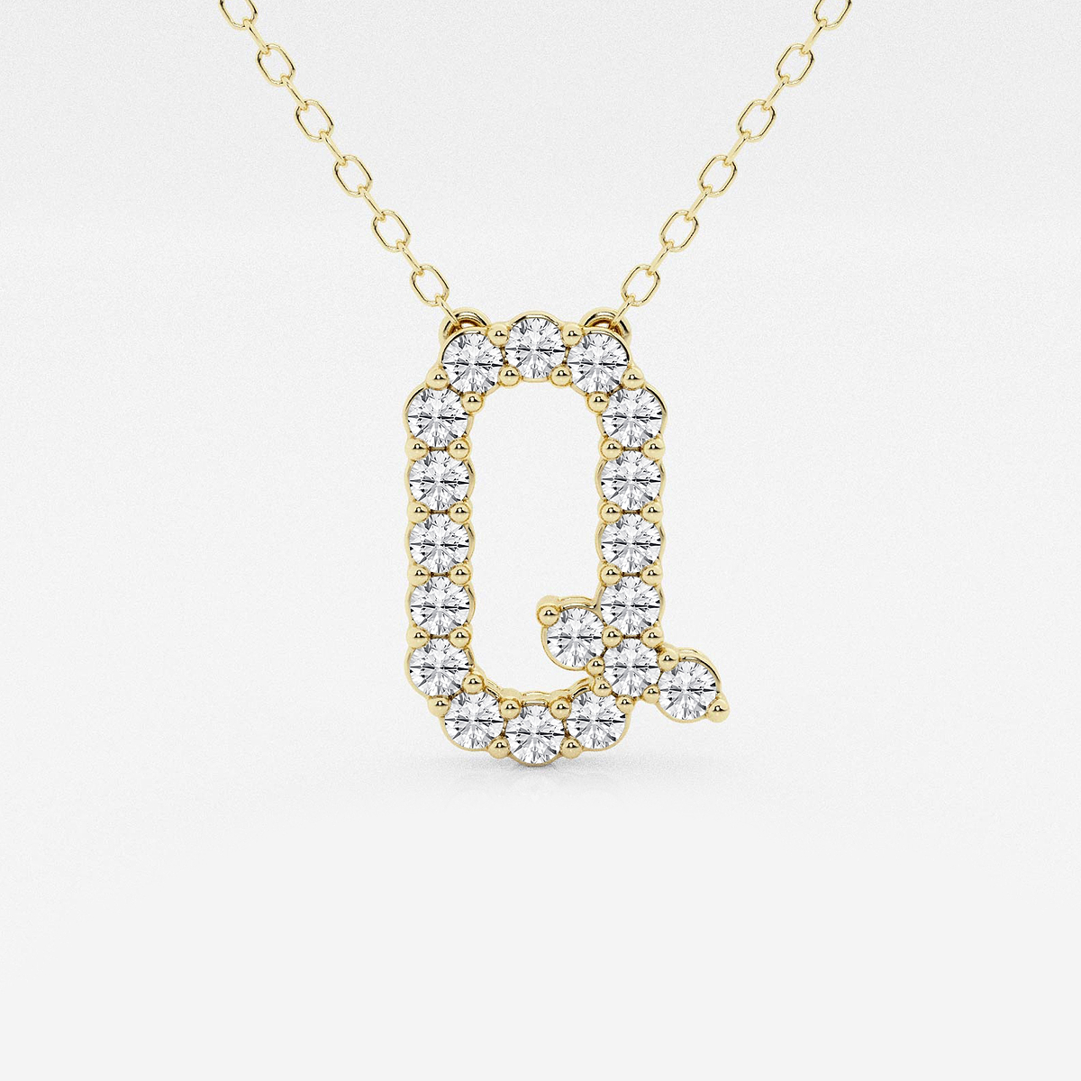 2/5 ctw Round Lab Grown Diamond Initial Q Personalized Pendant