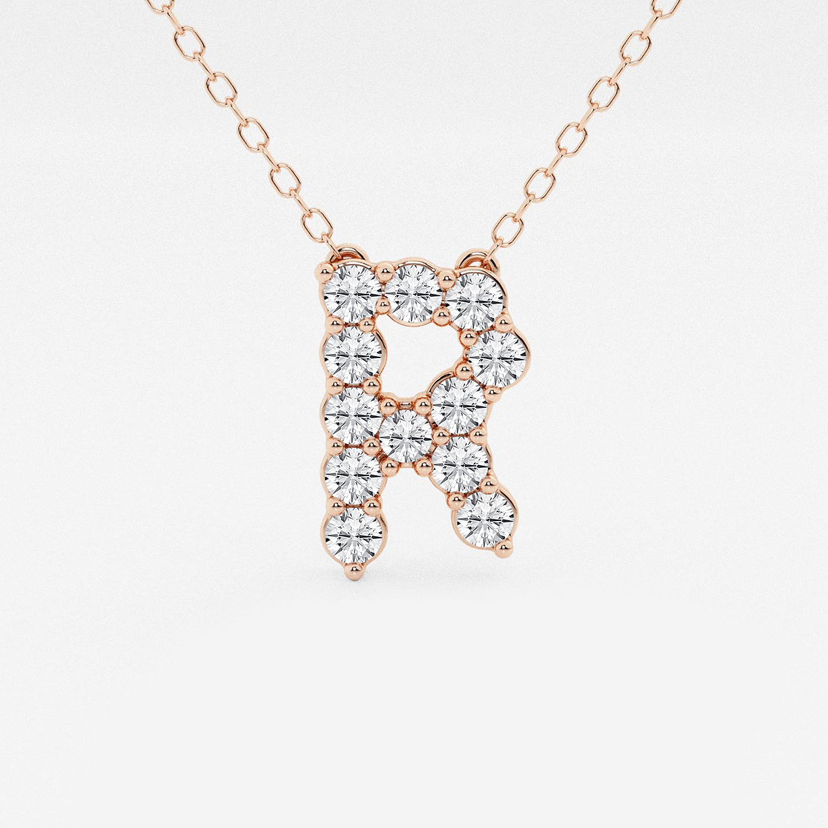 2/5 ctw Round Lab Grown Diamond Initial R Personalized Pendant