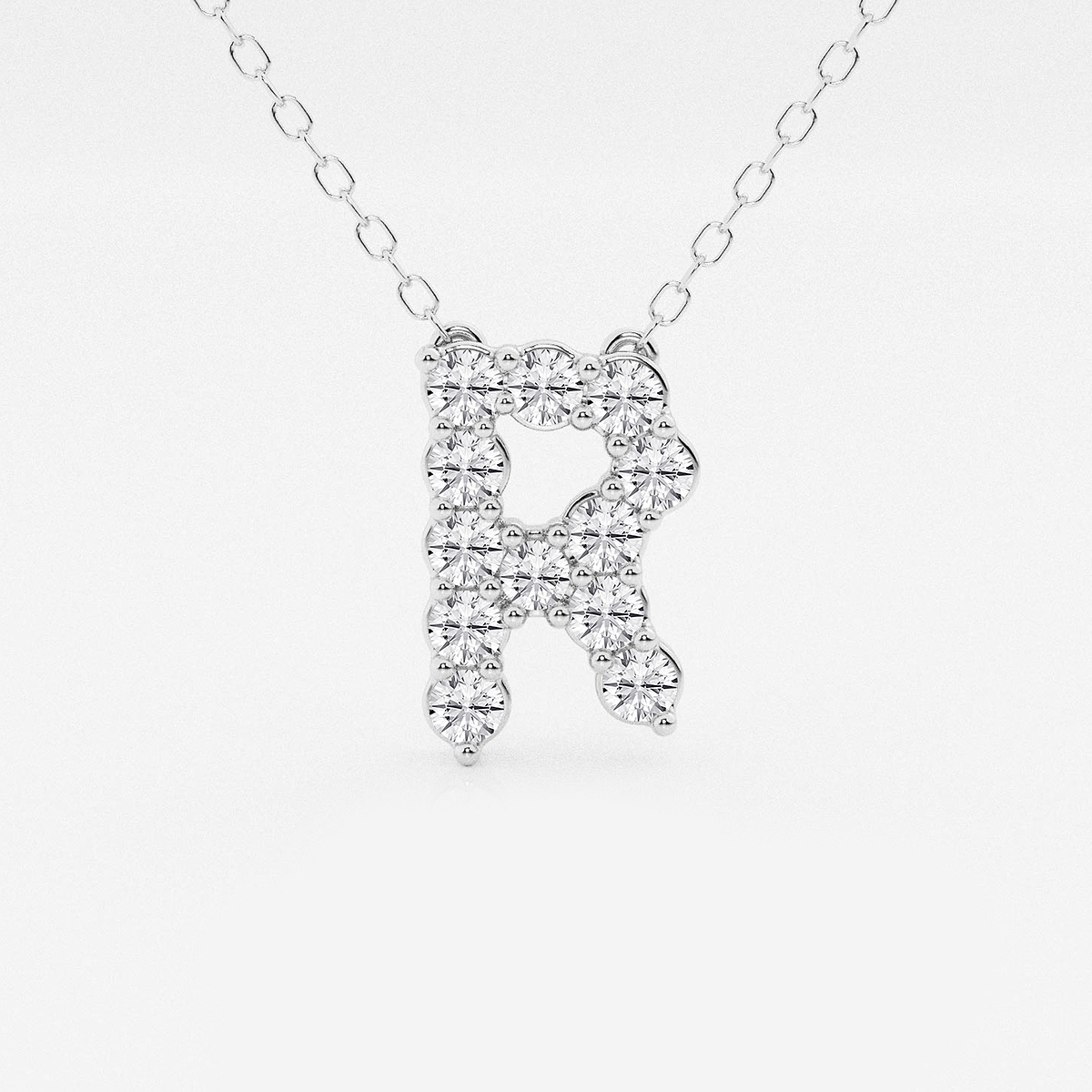2/5 ctw Round Lab Grown Diamond Initial R Personalized Pendant