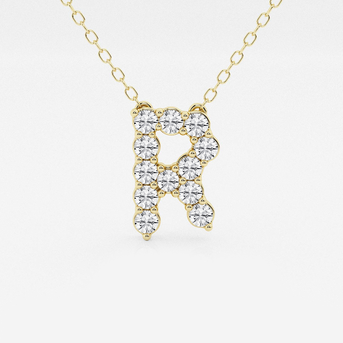2/5 ctw Round Lab Grown Diamond Initial R Personalized Pendant