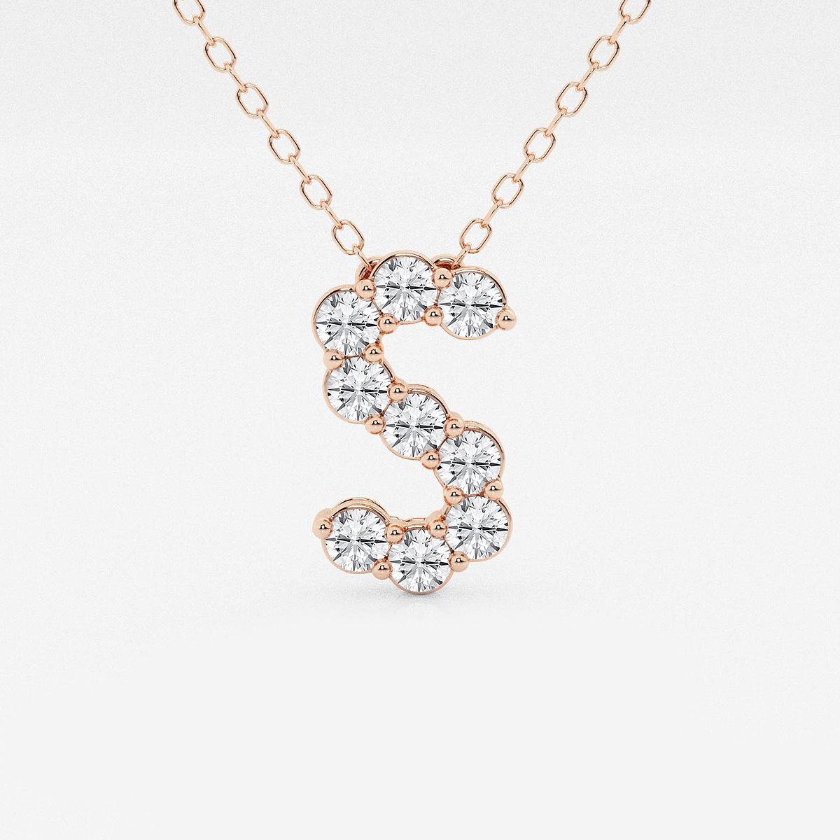2/5 ctw Round Lab Grown Diamond Initial S Personalized Pendant