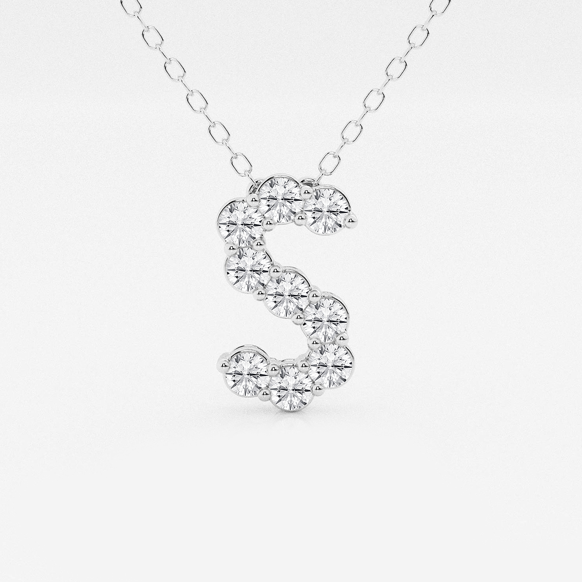 2/5 ctw Round Lab Grown Diamond Initial S Personalized Pendant