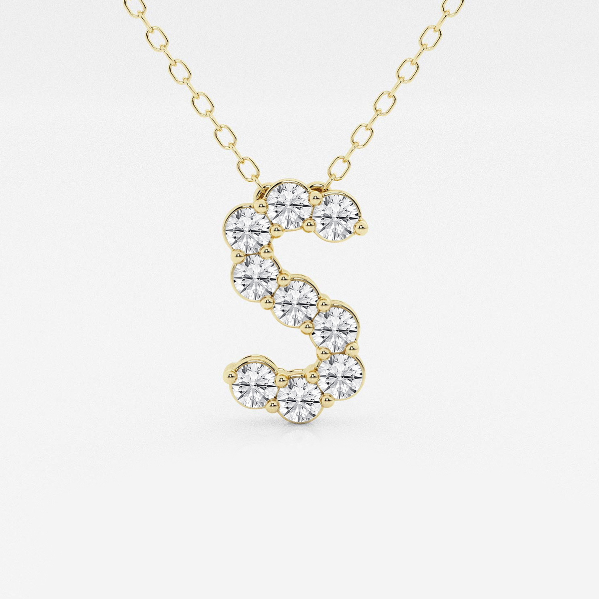 2/5 ctw Round Lab Grown Diamond Initial S Personalized Pendant