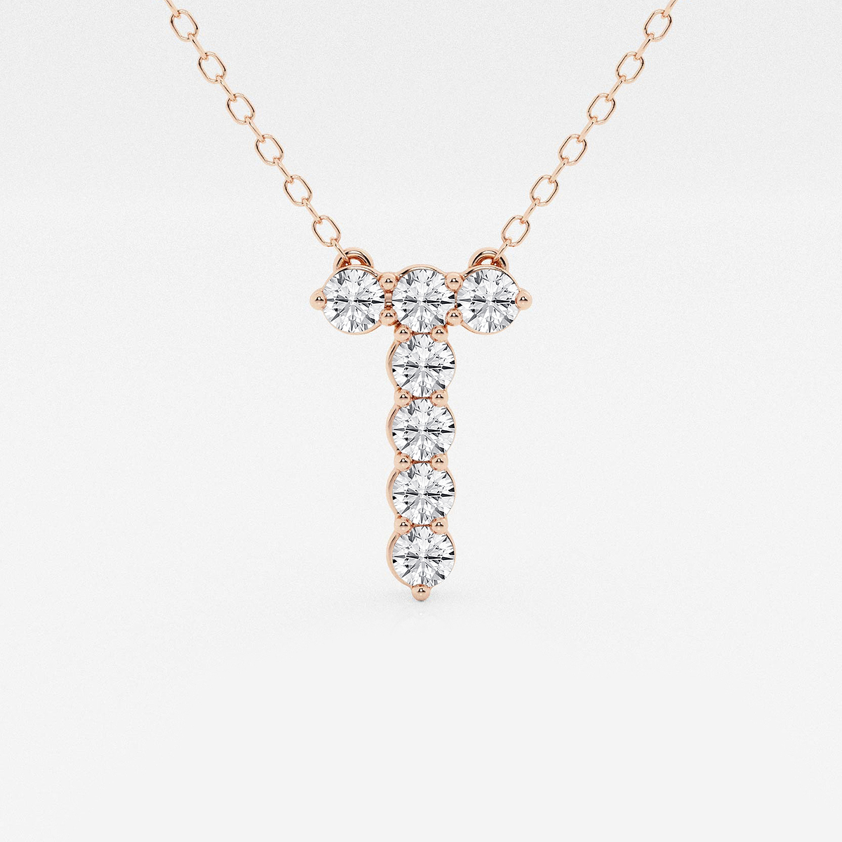 2/5 ctw Round Lab Grown Diamond Initial T Personalized Pendant