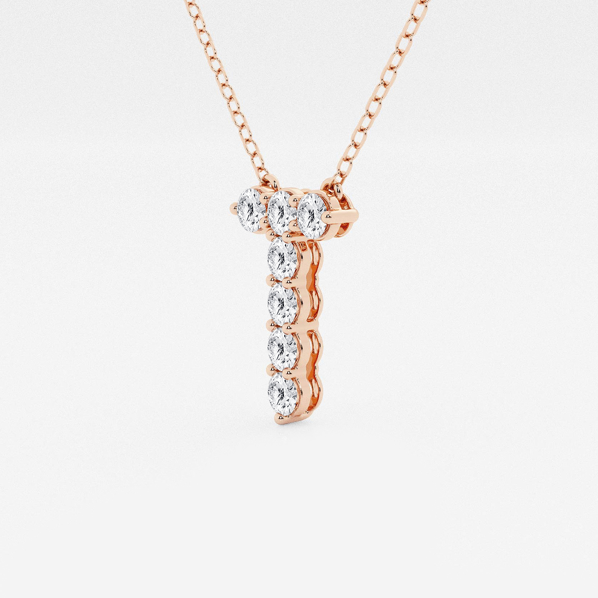 Additional Image 1 for  2/5 ctw Round Lab Grown Diamond Initial T Personalized Pendant