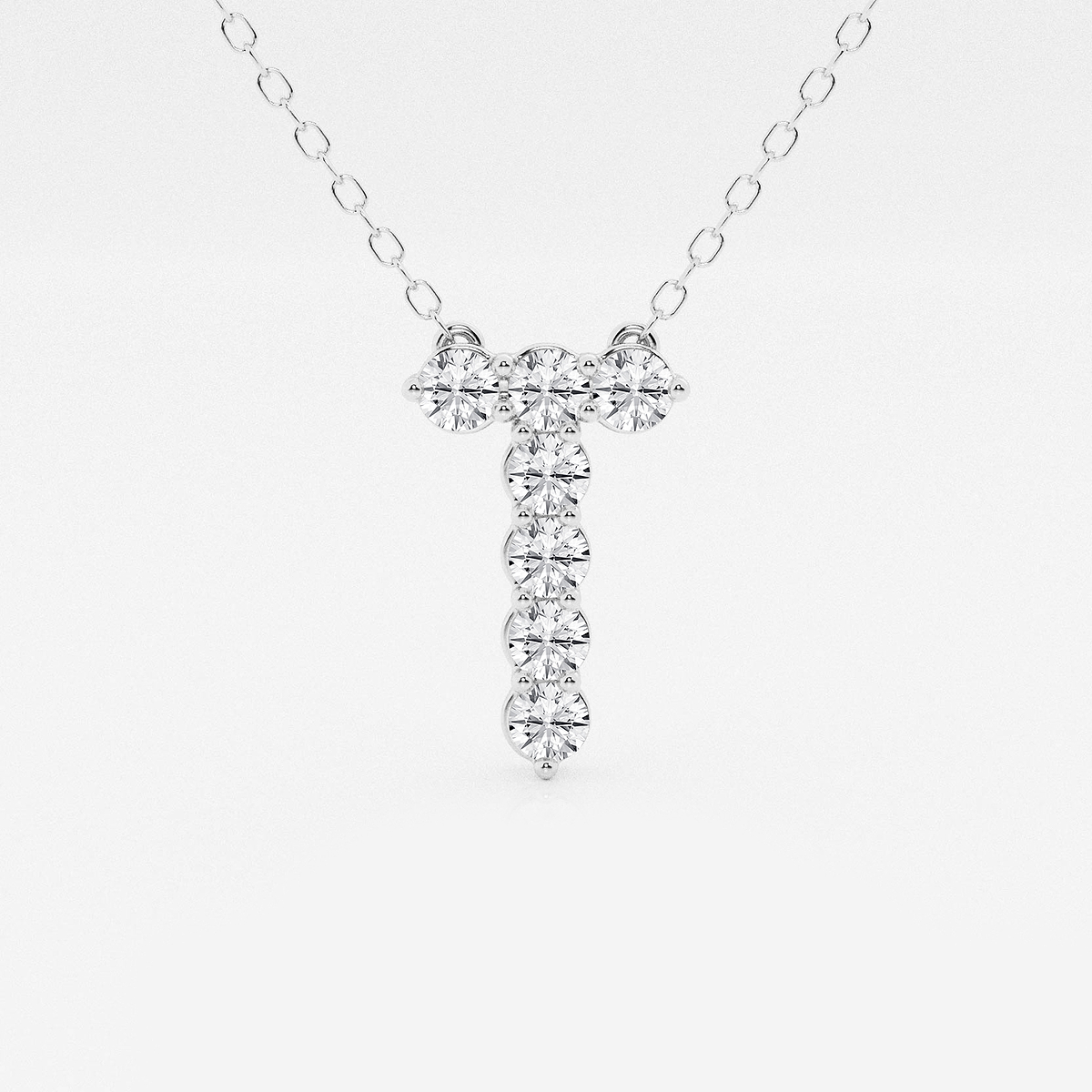 2/5 ctw Round Lab Grown Diamond Initial T Personalized Pendant