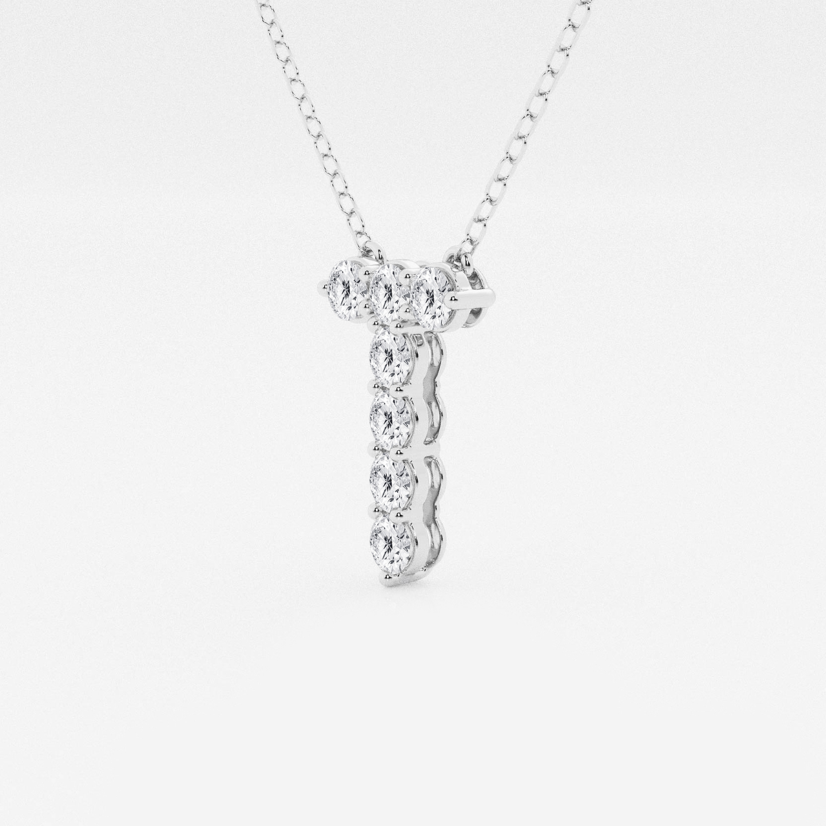Additional Image 1 for  2/5 ctw Round Lab Grown Diamond Initial T Personalized Pendant