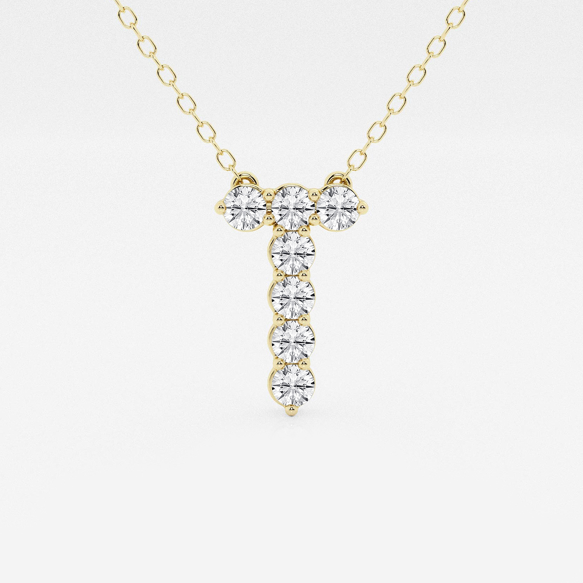 2/5 ctw Round Lab Grown Diamond Initial T Personalized Pendant