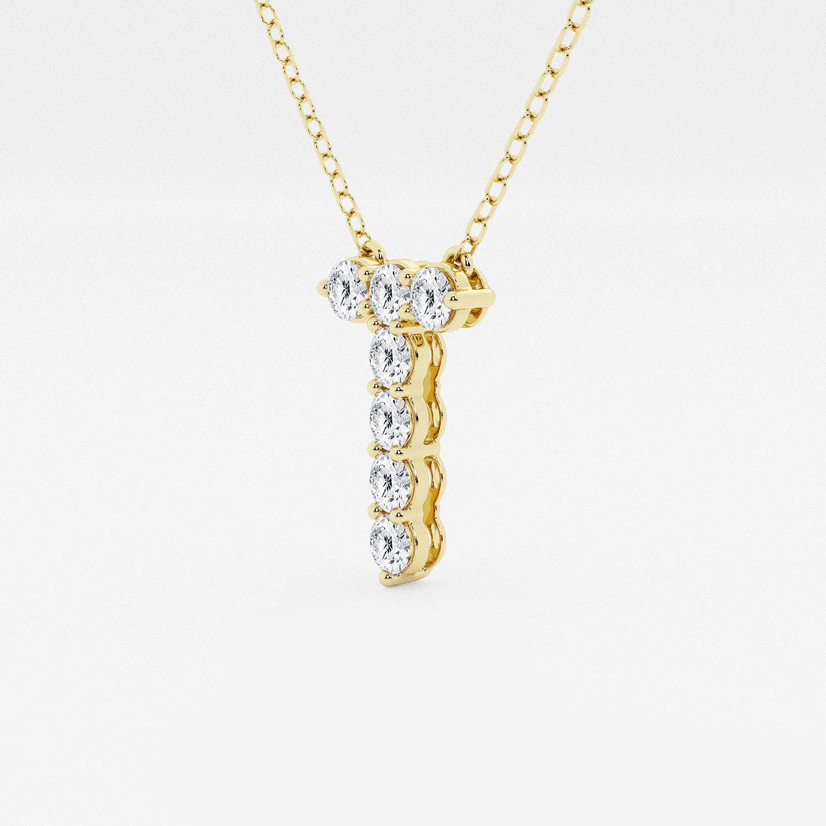 Additional Image 1 for  2/5 ctw Round Lab Grown Diamond Initial T Personalized Pendant