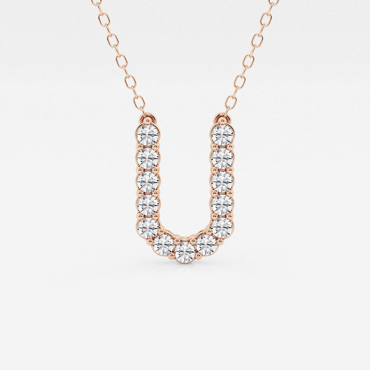 2/5 ctw Round Lab Grown Diamond Initial U Personalized Pendant