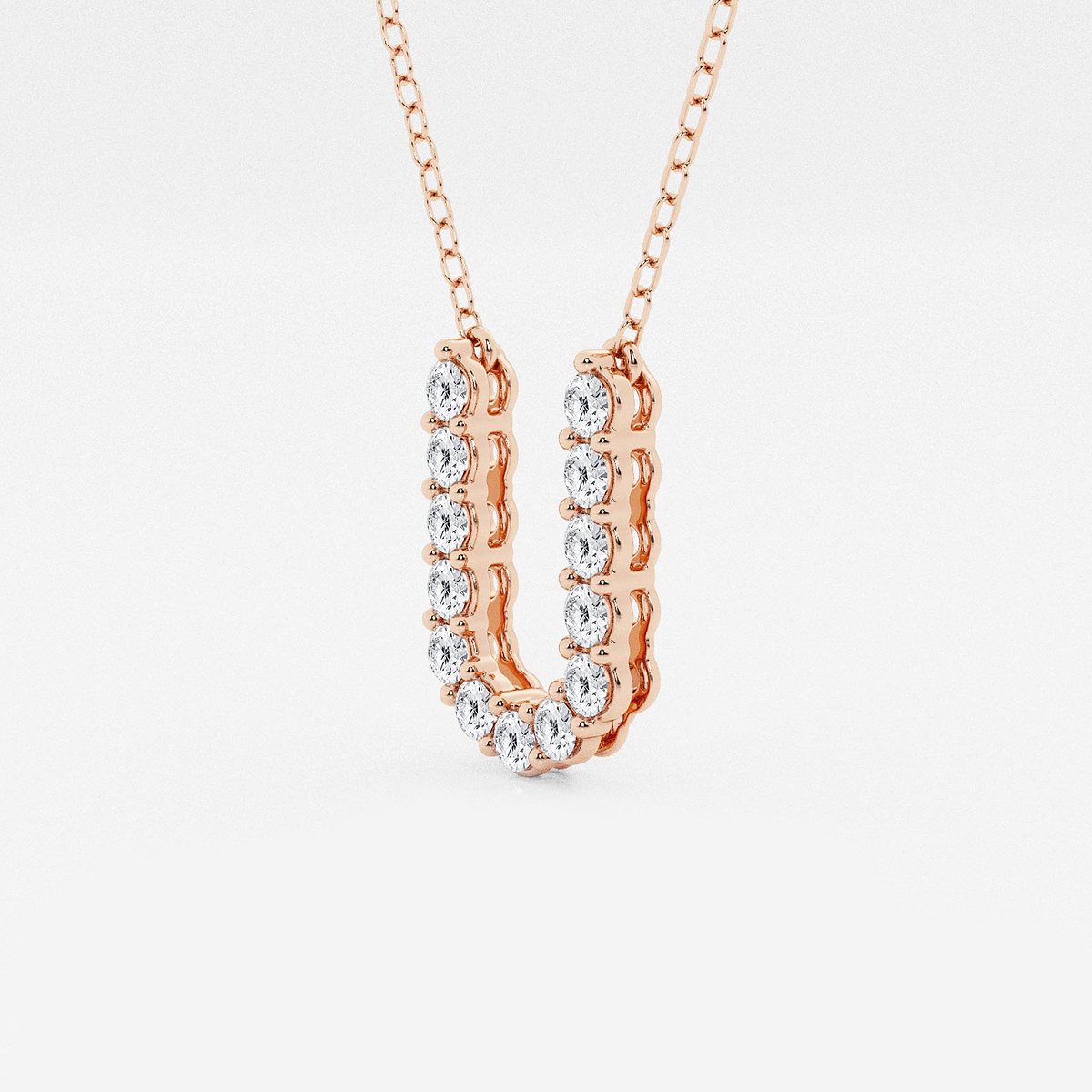 Additional Image 1 for  2/5 ctw Round Lab Grown Diamond Initial U Personalized Pendant