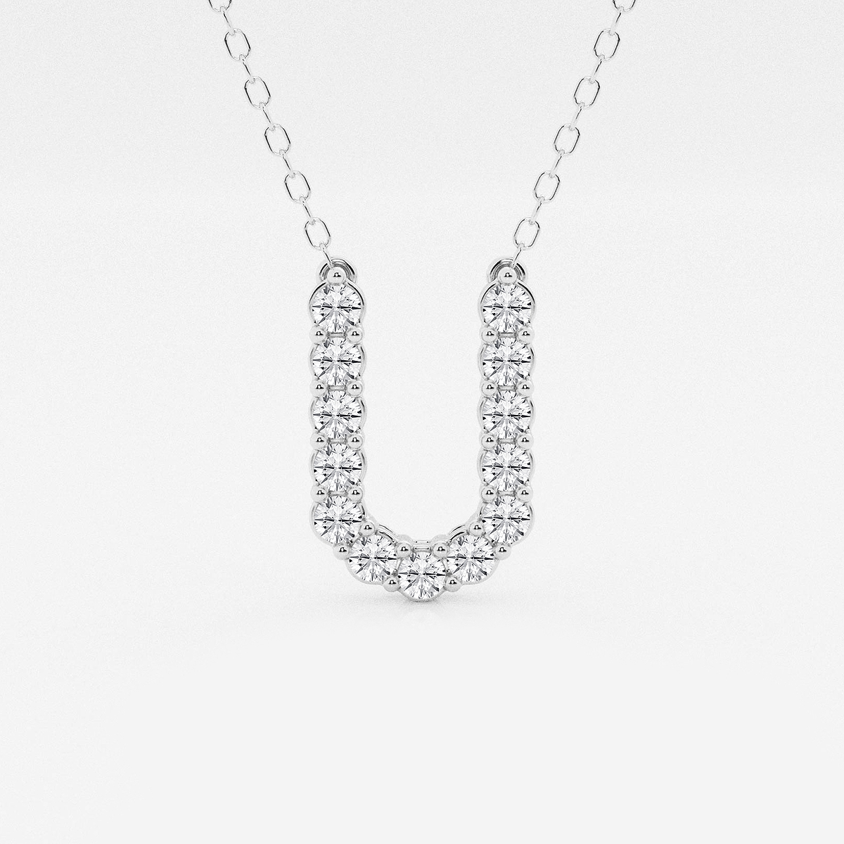 2/5 ctw Round Lab Grown Diamond Initial U Personalized Pendant