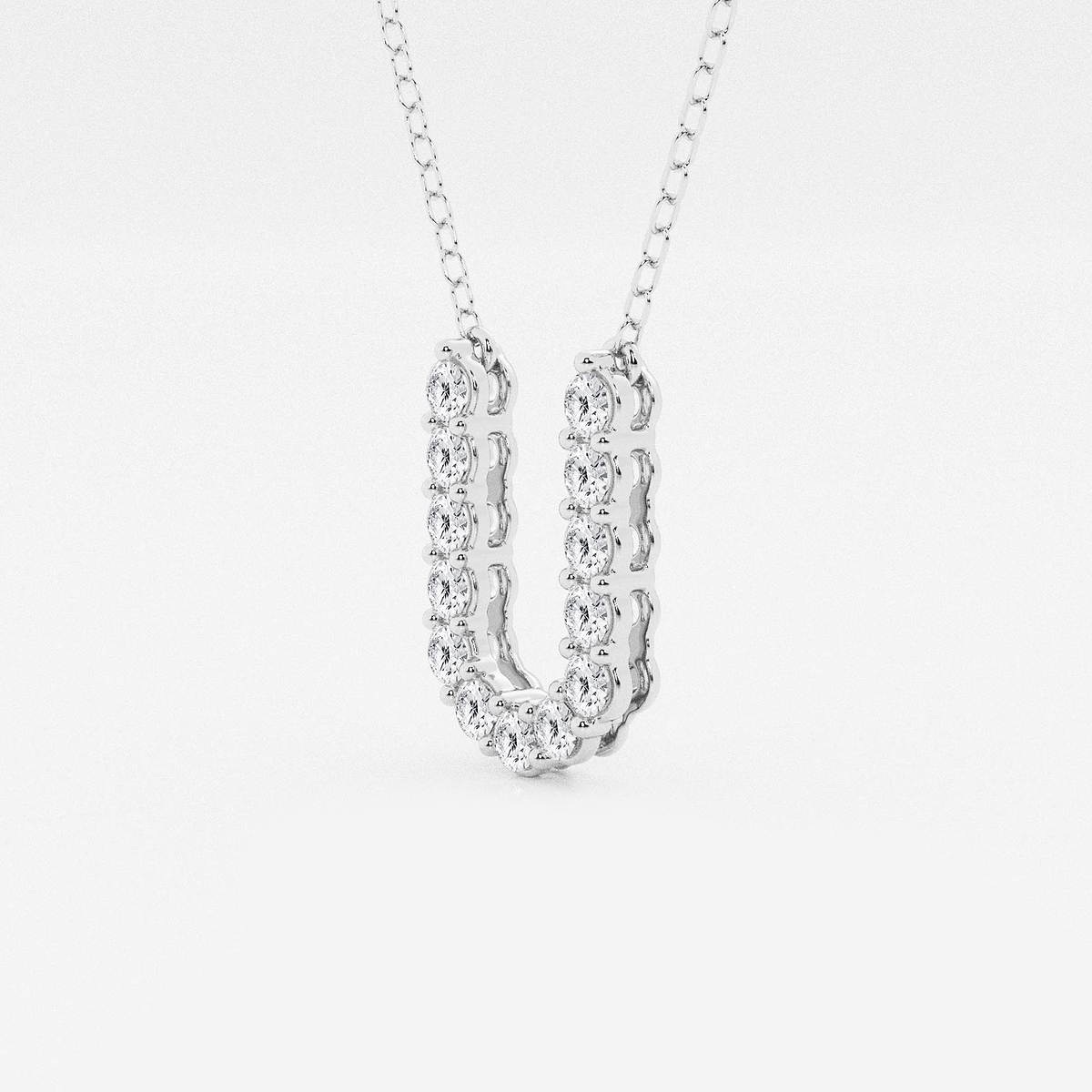 Additional Image 1 for  2/5 ctw Round Lab Grown Diamond Initial U Personalized Pendant