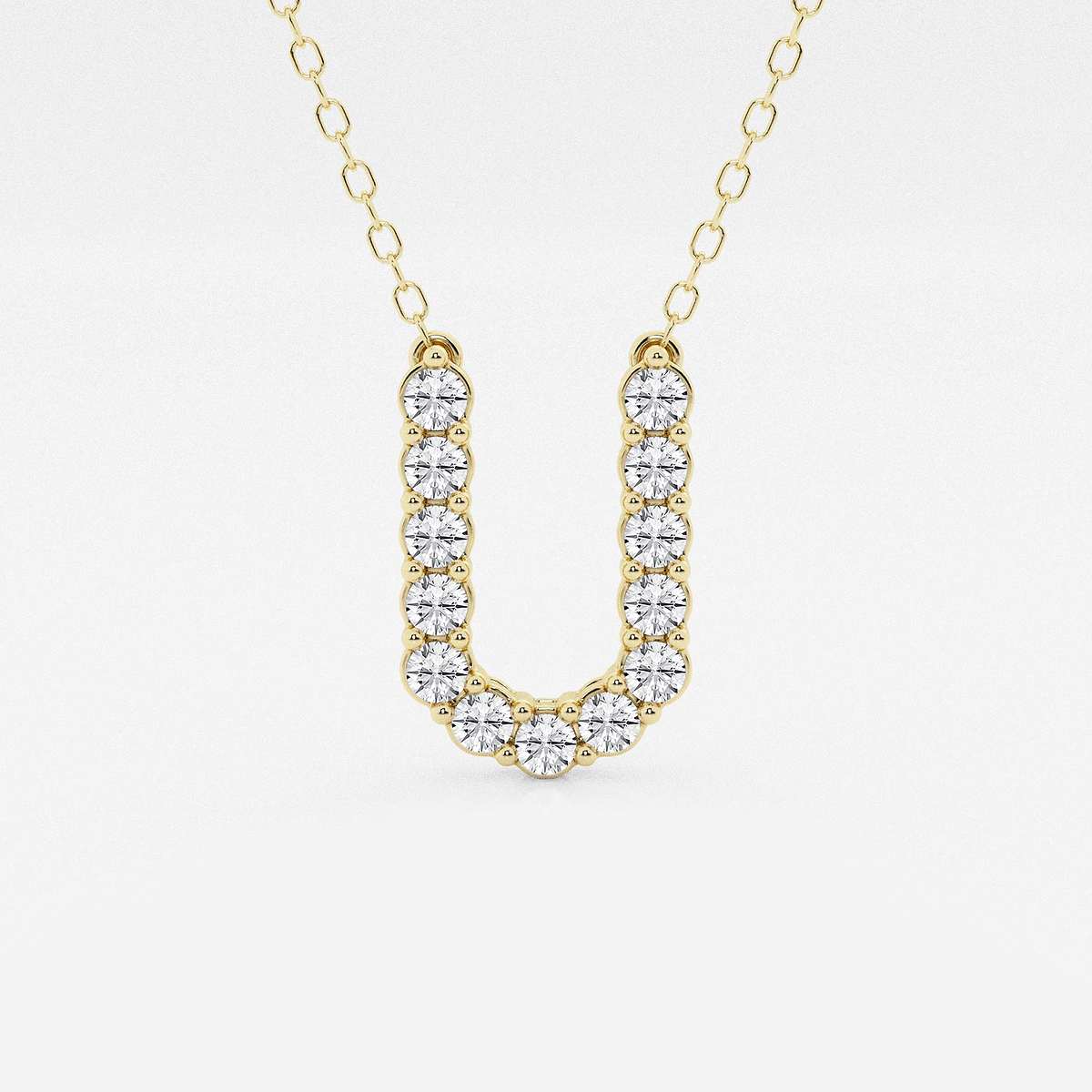 2/5 ctw Round Lab Grown Diamond Initial U Personalized Pendant