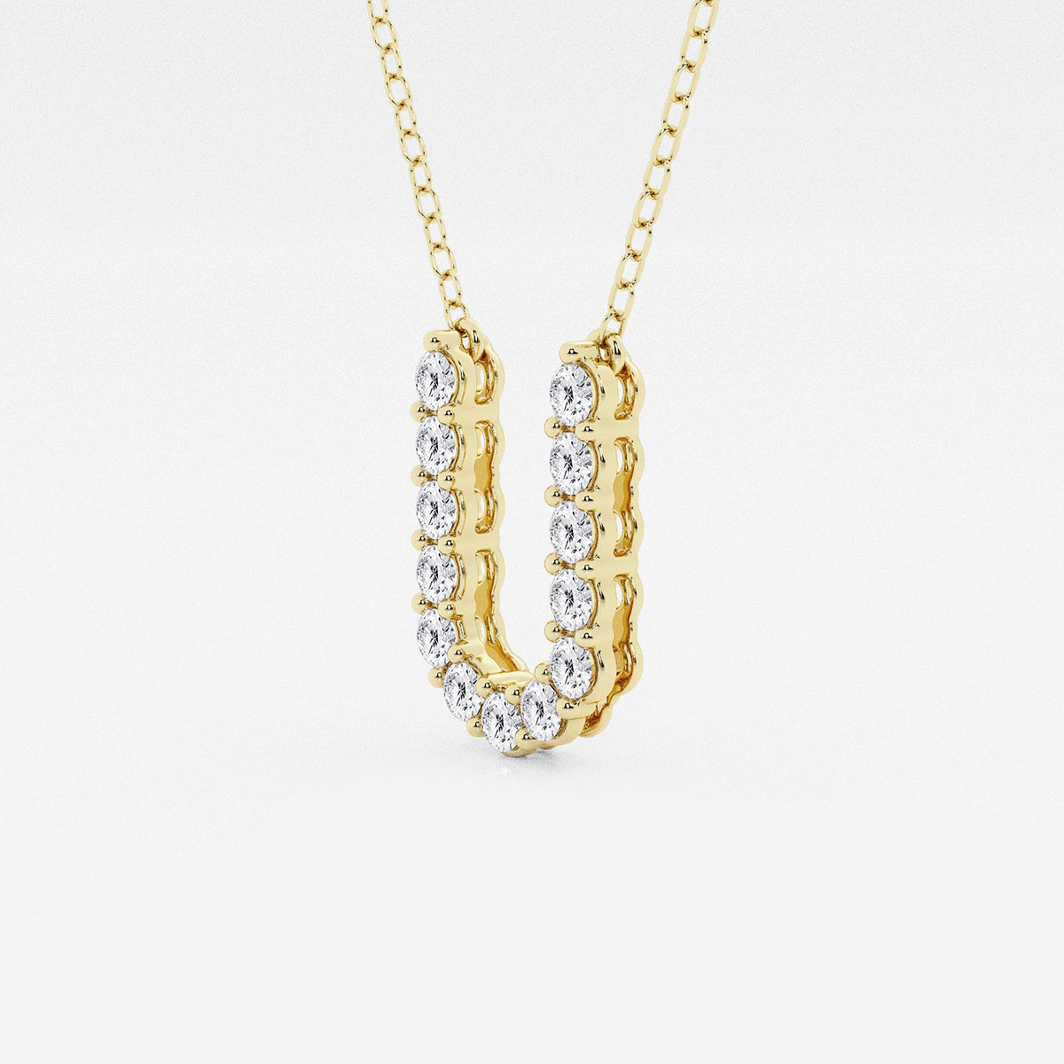 Additional Image 1 for  2/5 ctw Round Lab Grown Diamond Initial U Personalized Pendant
