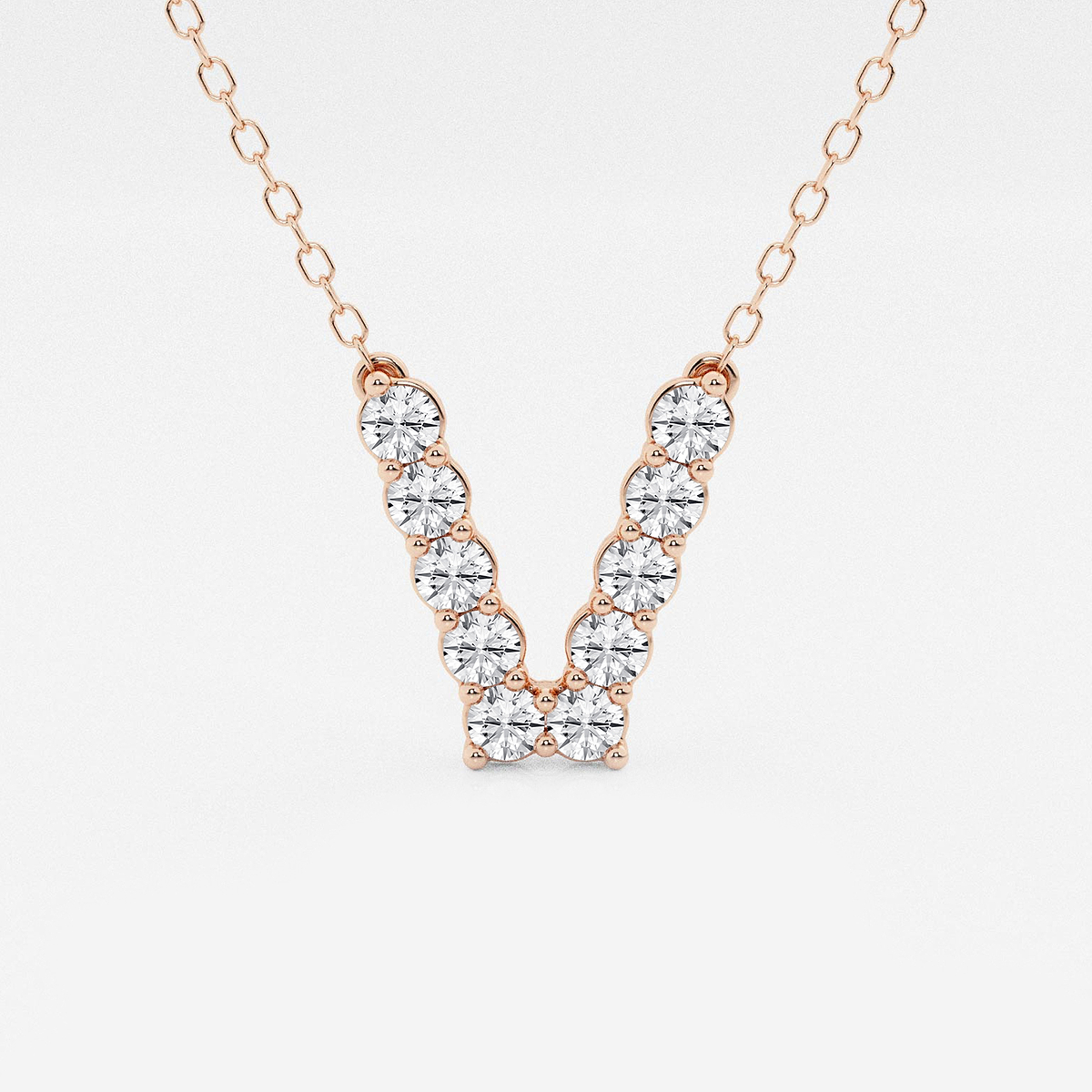 2/5 ctw Round Lab Grown Diamond Initial V Personalized Pendant