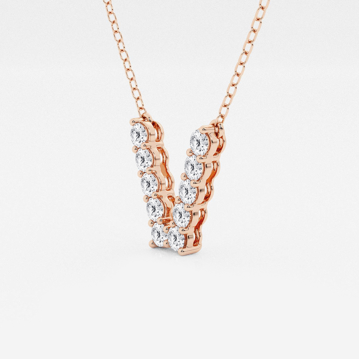 Additional Image 1 for  2/5 ctw Round Lab Grown Diamond Initial V Personalized Pendant
