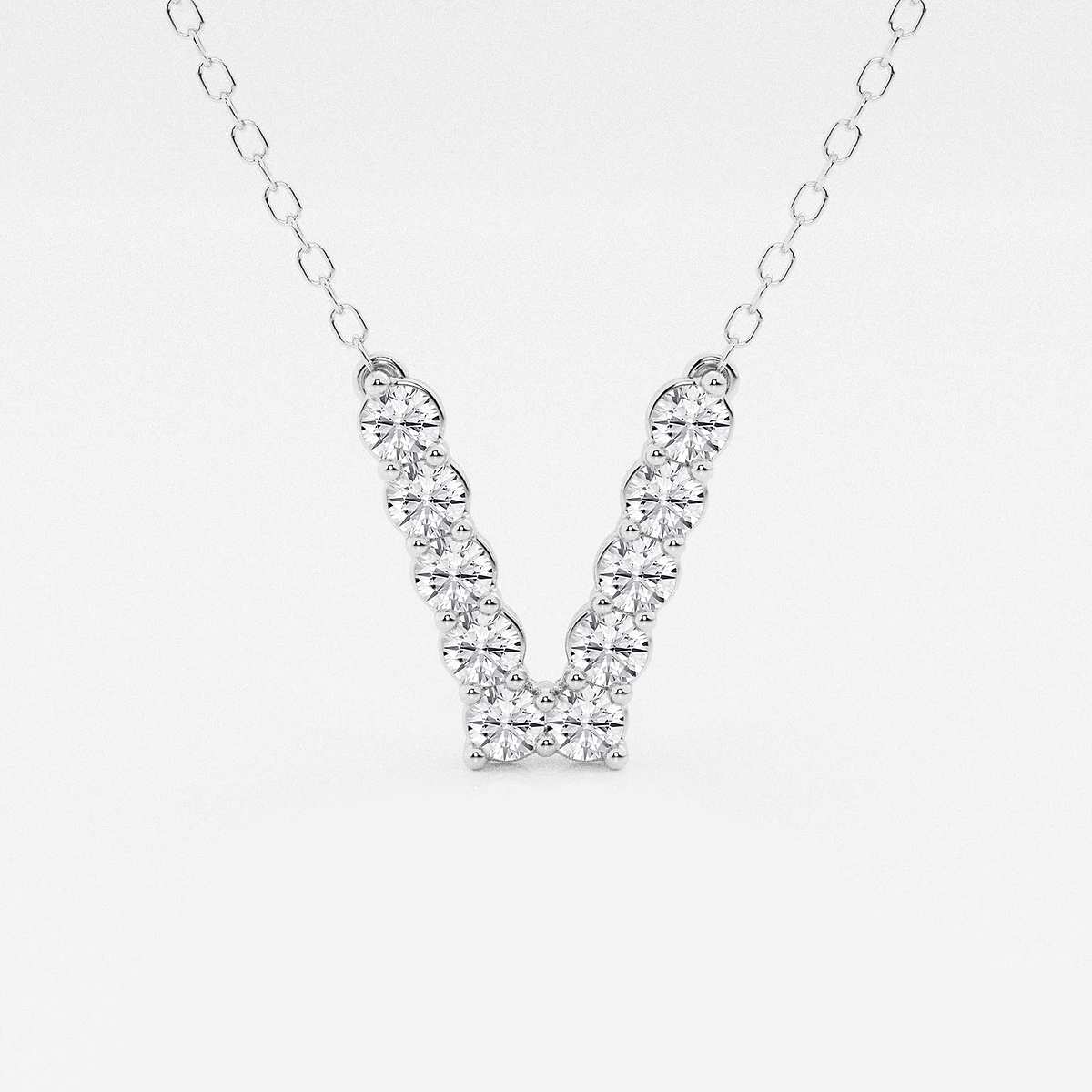 2/5 ctw Round Lab Grown Diamond Initial V Personalized Pendant