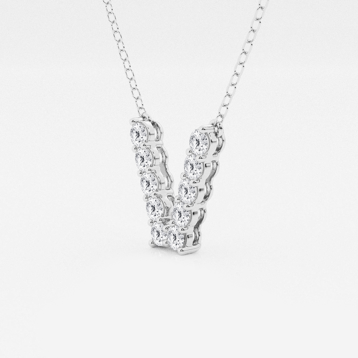 Additional Image 1 for  2/5 ctw Round Lab Grown Diamond Initial V Personalized Pendant
