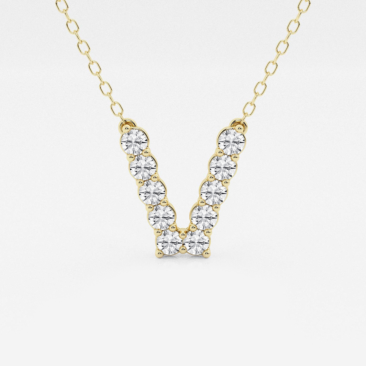 2/5 ctw Round Lab Grown Diamond Initial V Personalized Pendant