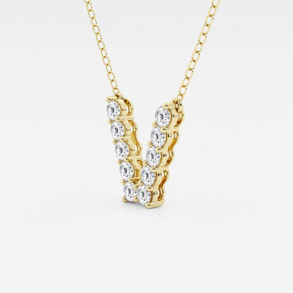 Additional Image 1 for  2/5 ctw Round Lab Grown Diamond Initial V Personalized Pendant