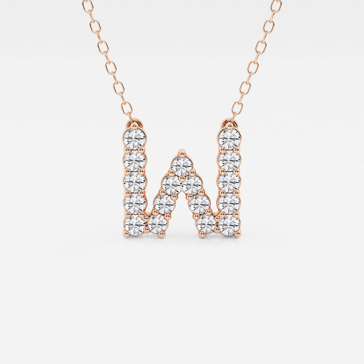 2/5 ctw Round Lab Grown Diamond Initial W Personalized Pendant