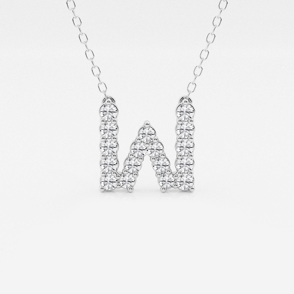 2/5 ctw Round Lab Grown Diamond Initial W Personalized Pendant