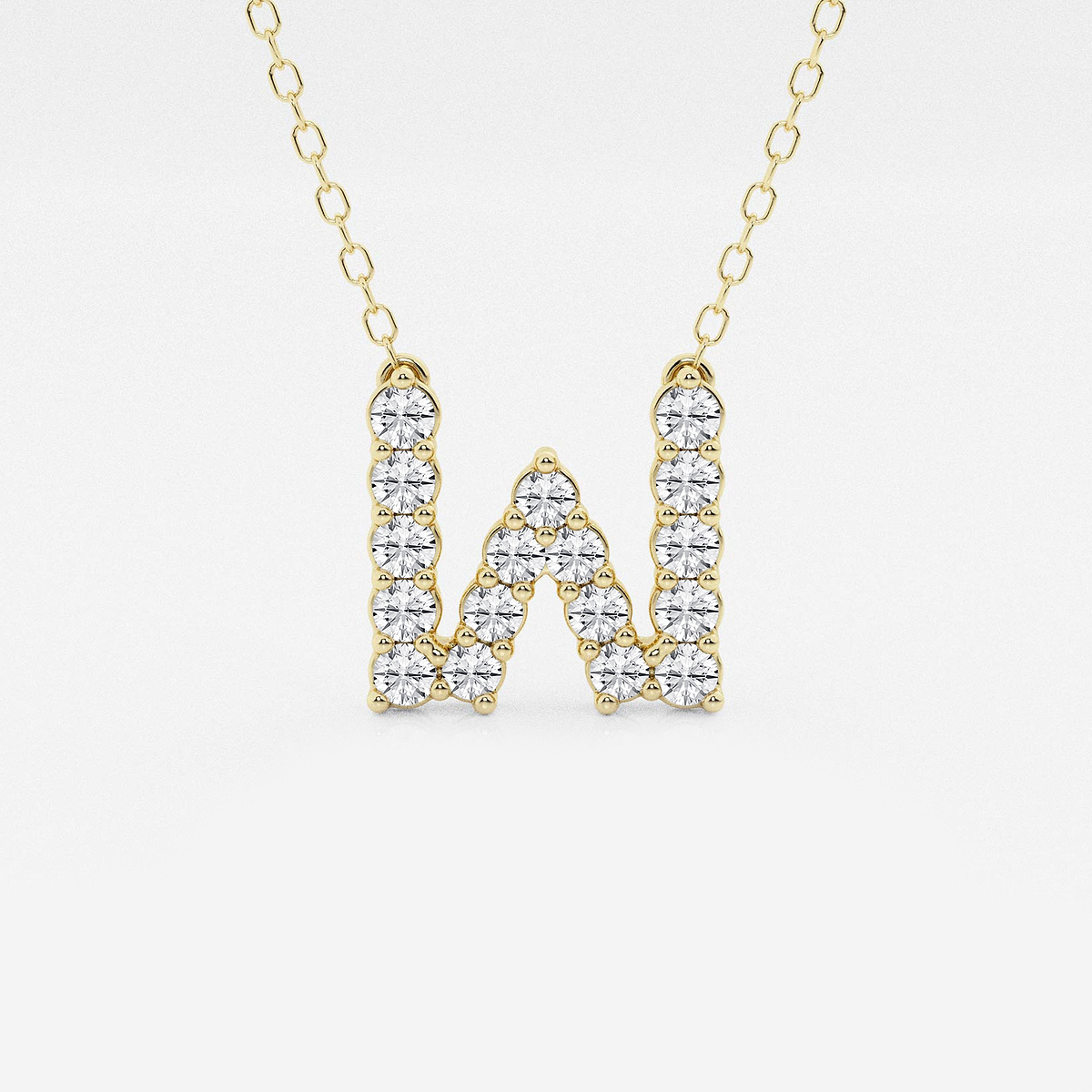 2/5 ctw Round Lab Grown Diamond Initial W Personalized Pendant