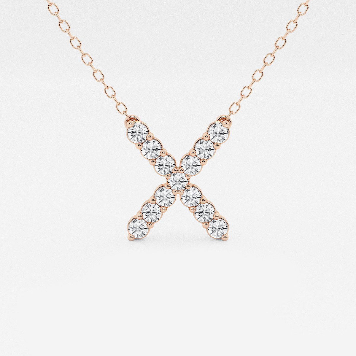 2/5 ctw Round Lab Grown Diamond Initial X Personalized Pendant