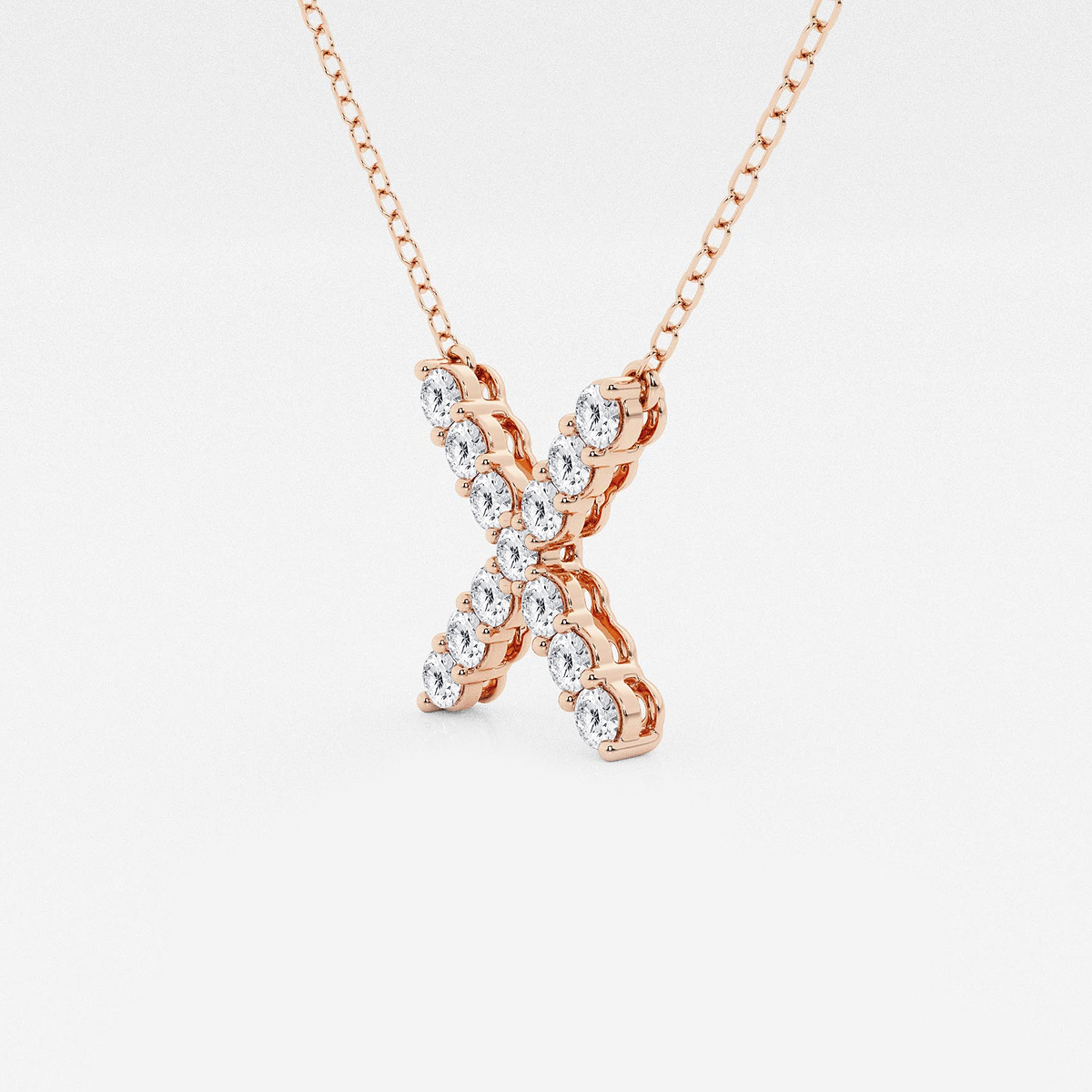 Additional Image 1 for  2/5 ctw Round Lab Grown Diamond Initial X Personalized Pendant