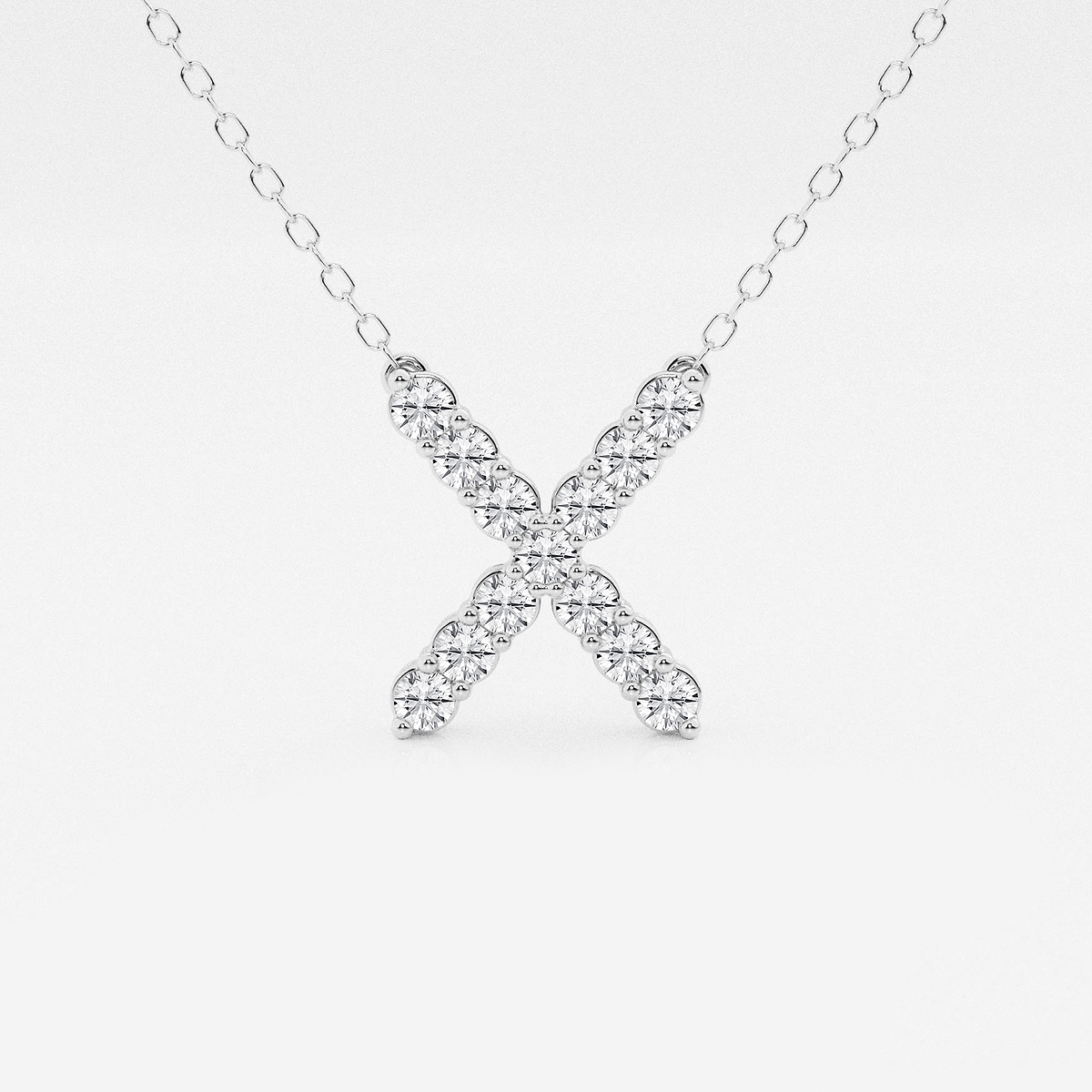 2/5 ctw Round Lab Grown Diamond Initial X Personalized Pendant