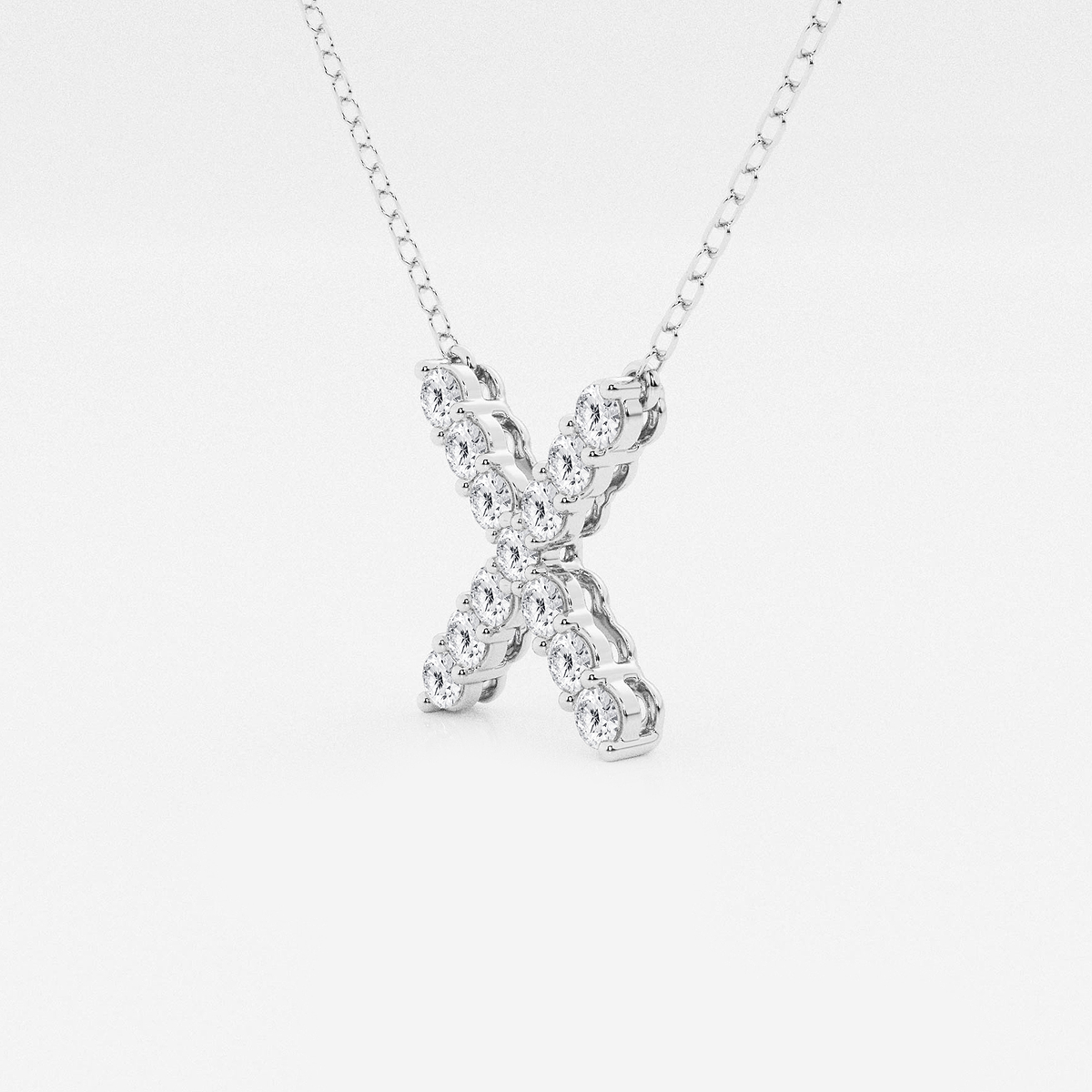 Additional Image 1 for  2/5 ctw Round Lab Grown Diamond Initial X Personalized Pendant