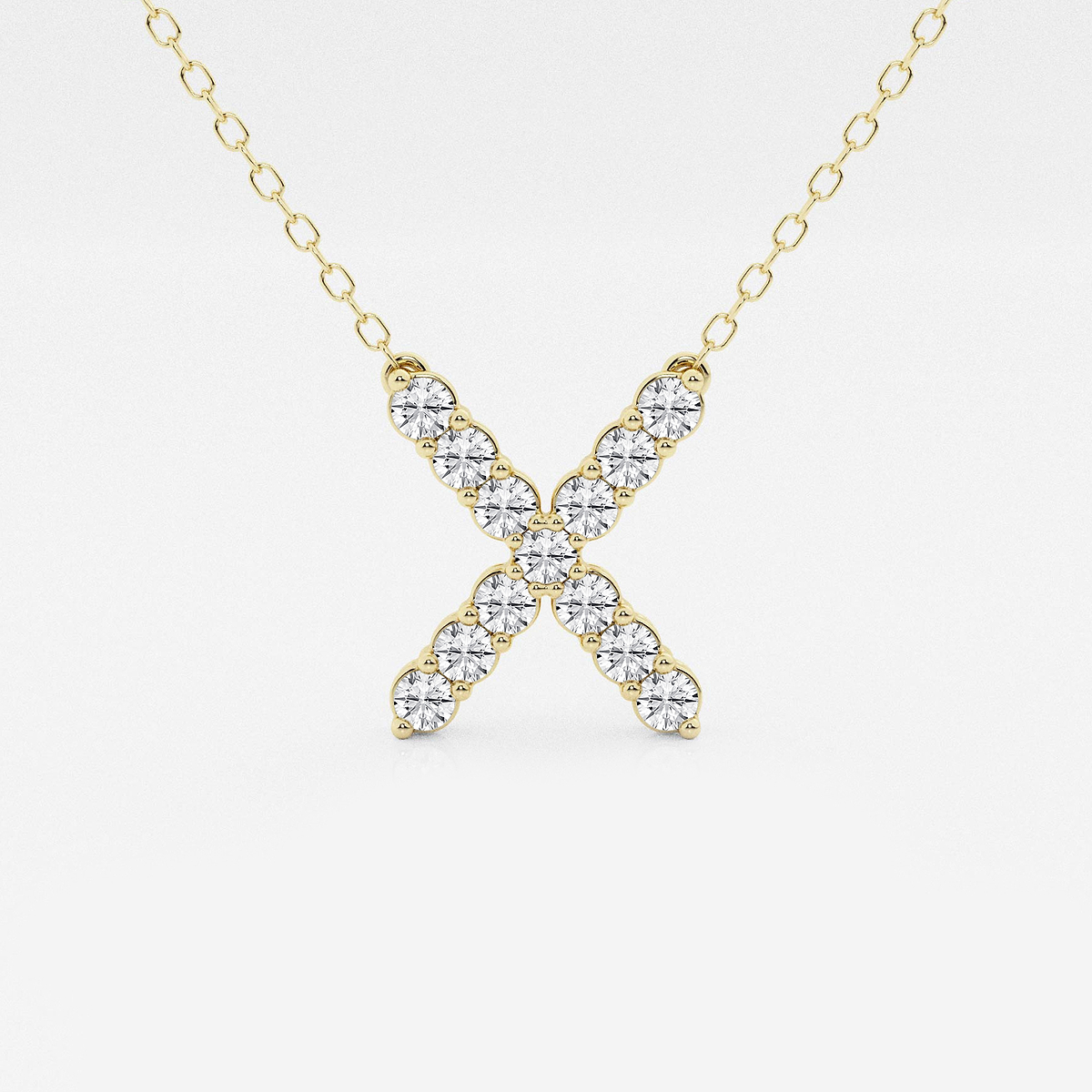 2/5 ctw Round Lab Grown Diamond Initial X Personalized Pendant