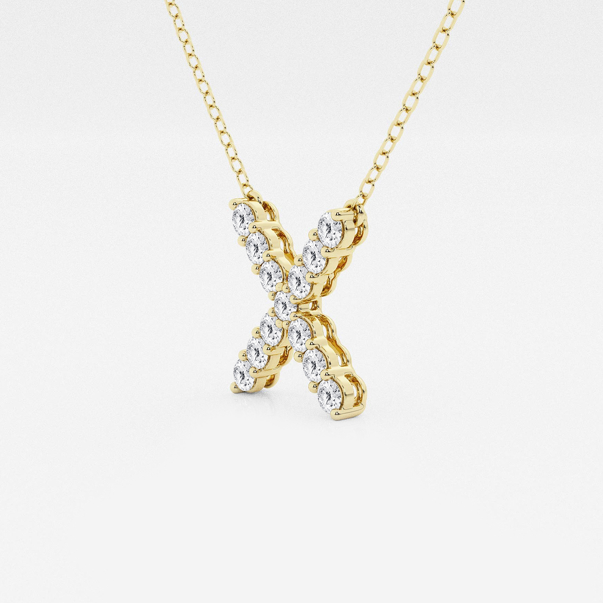 Additional Image 1 for  2/5 ctw Round Lab Grown Diamond Initial X Personalized Pendant