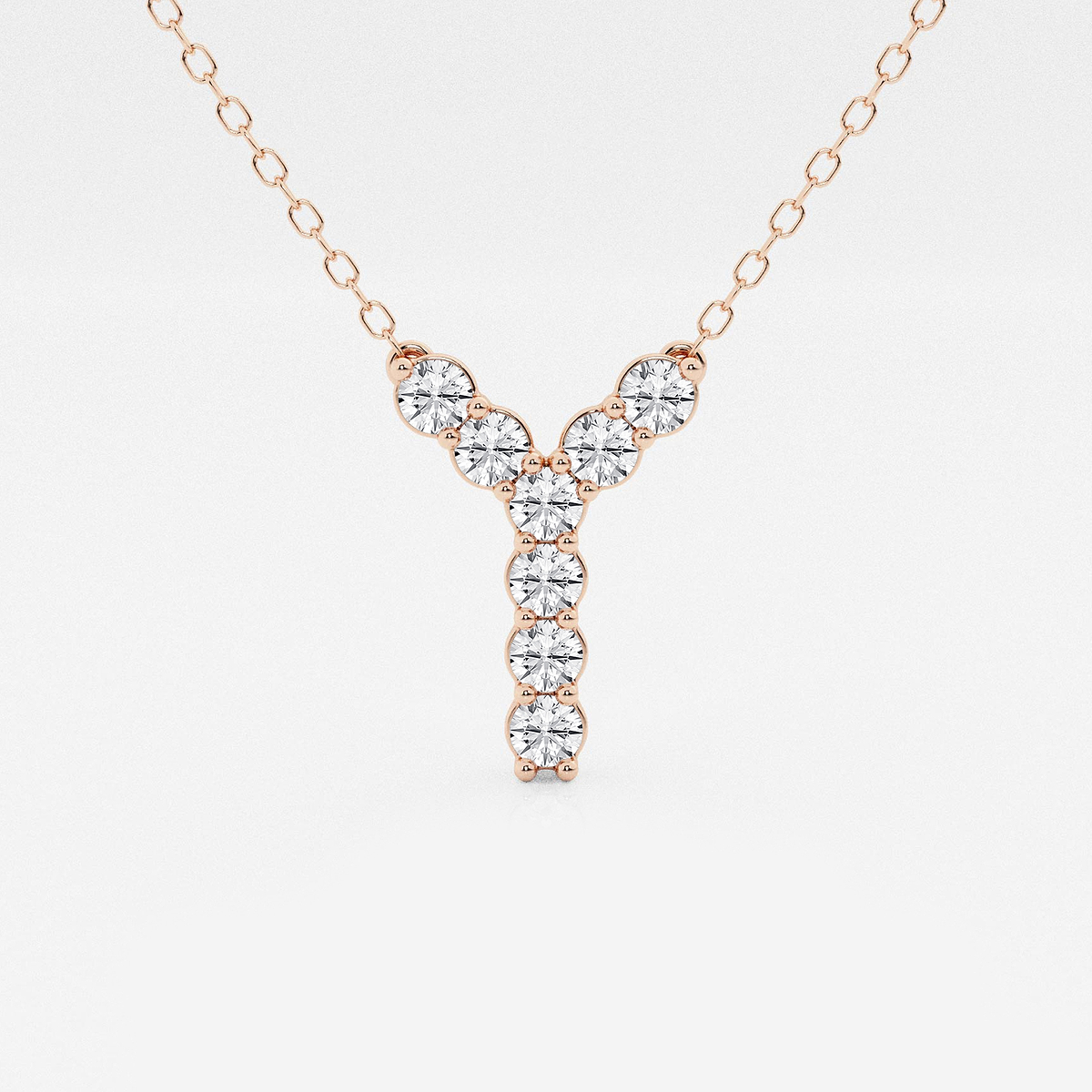2/5 ctw Round Lab Grown Diamond Initial Y Personalized Pendant