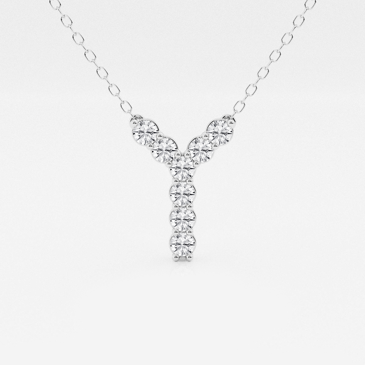 2/5 ctw Round Lab Grown Diamond Initial Y Personalized Pendant