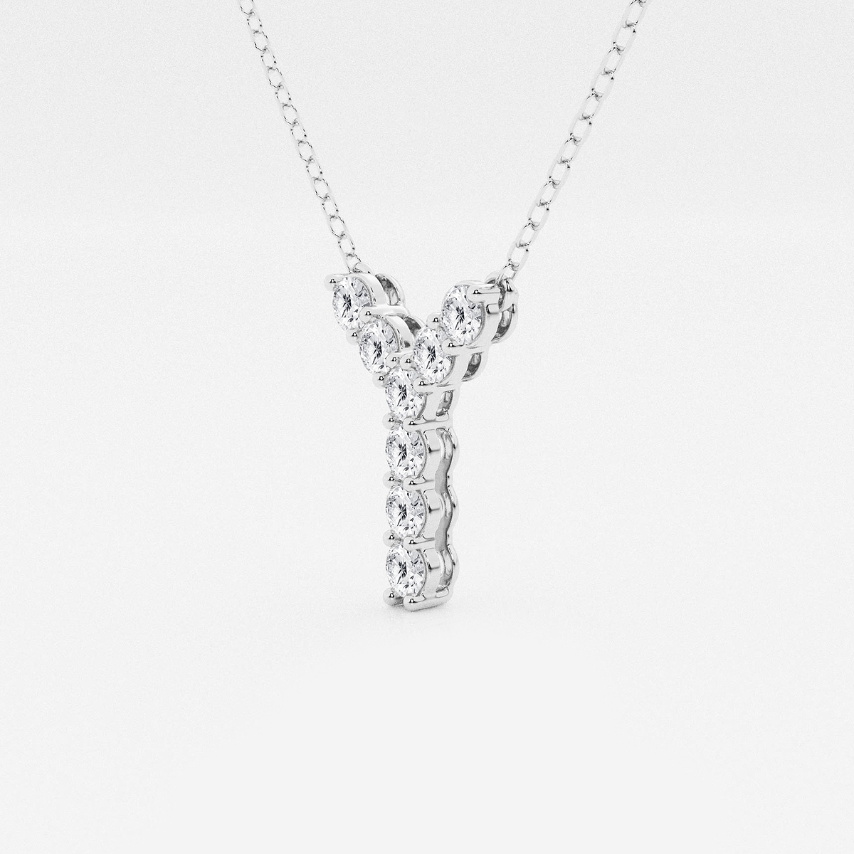 Additional Image 1 for  2/5 ctw Round Lab Grown Diamond Initial Y Personalized Pendant