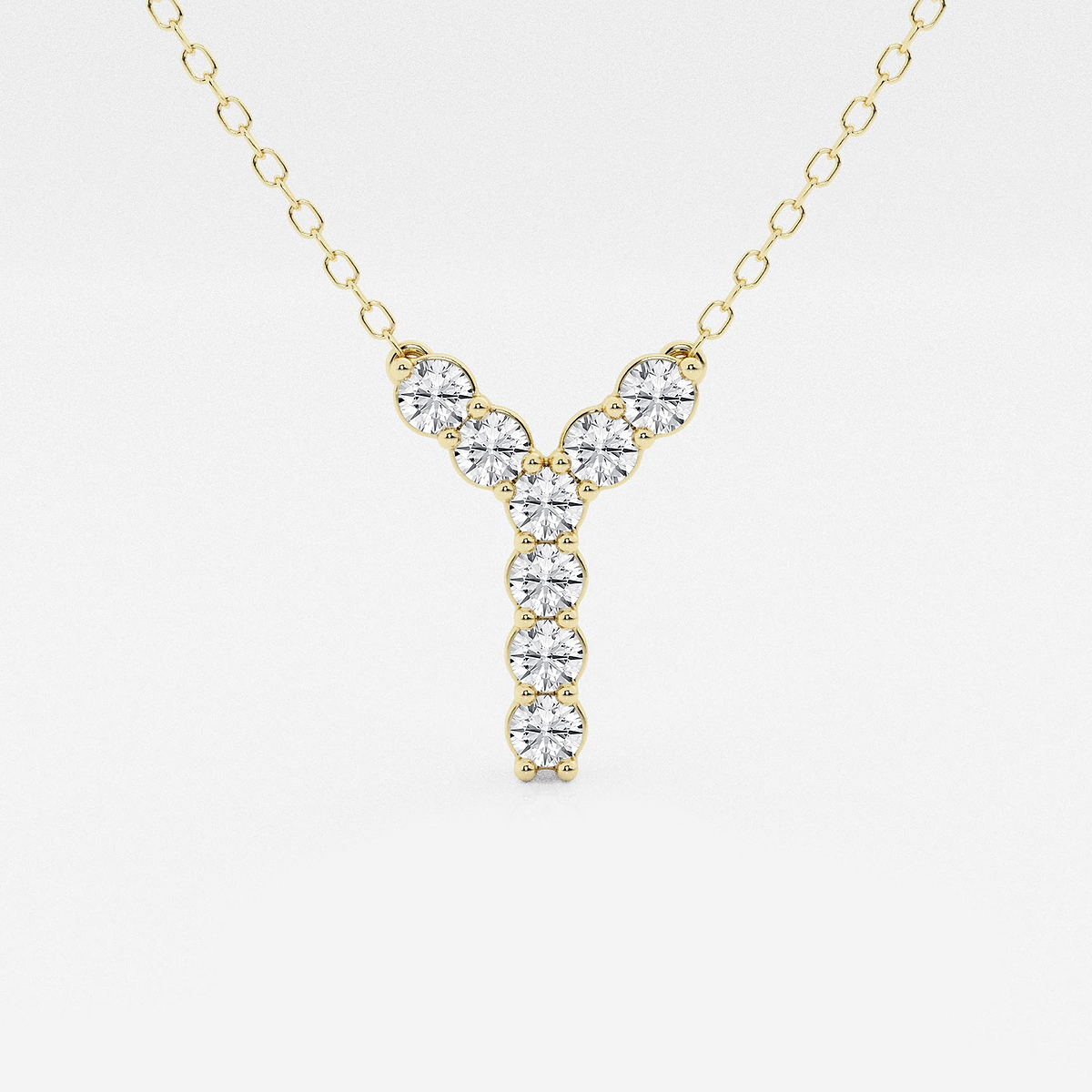 2/5 ctw Round Lab Grown Diamond Initial Y Personalized Pendant